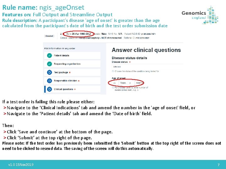 Rule name: ngis_age. Onset Features on: Full Output and Streamline Output Rule description: A