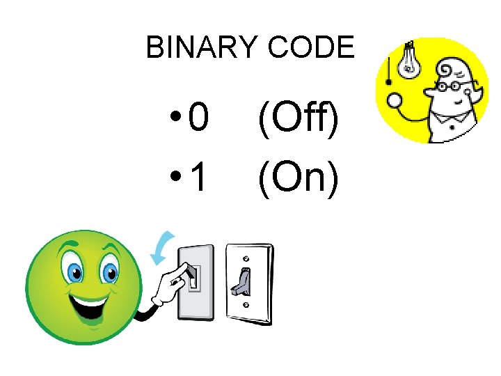BINARY CODE • 0 • 1 (Off) (On) 