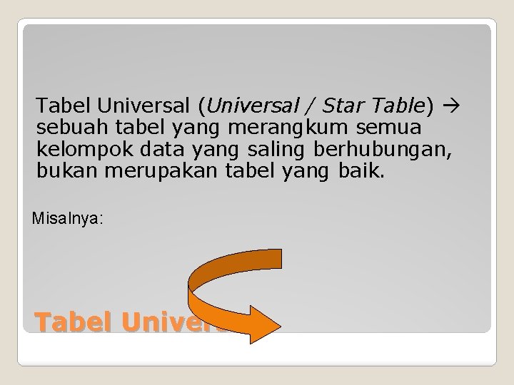Tabel Universal (Universal / Star Table) sebuah tabel yang merangkum semua kelompok data yang