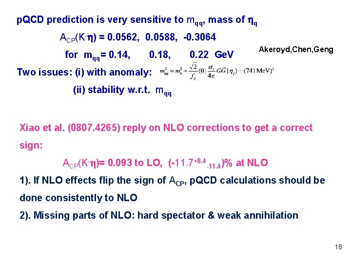 p. QCD prediction is very sensitive to mqq, mass of q ACP(K- ) =