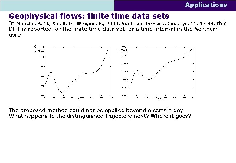 Applications Geophysical flows: finite time data sets In Mancho, A. M. , Small, D.