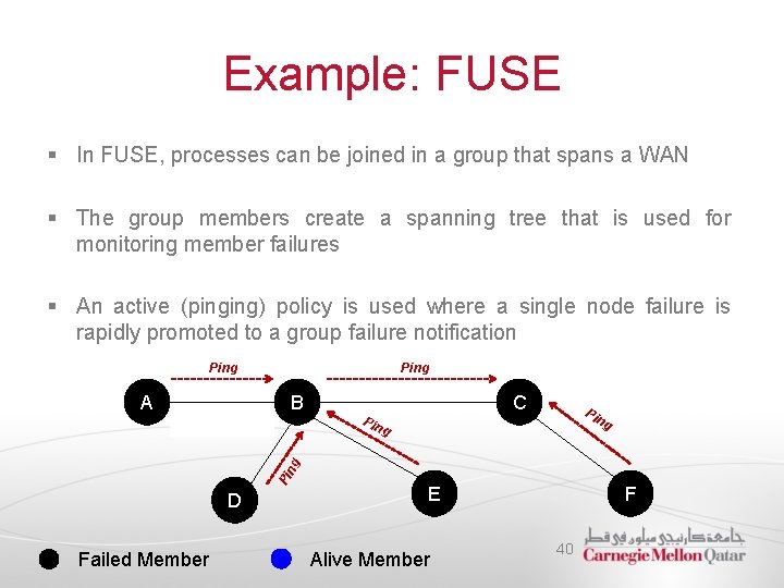 Example: FUSE § In FUSE, processes can be joined in a group that spans
