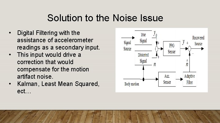 Solution to the Noise Issue • Digital Filtering with the assistance of accelerometer readings