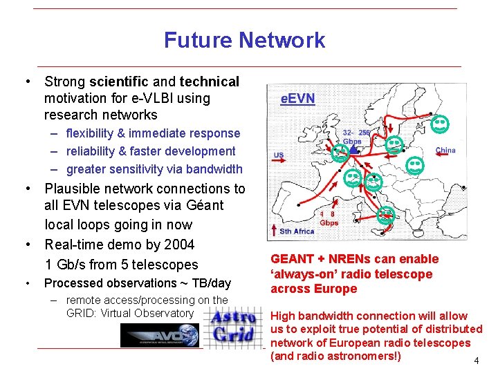 Future Network • Strong scientific and technical motivation for e-VLBI using research networks –