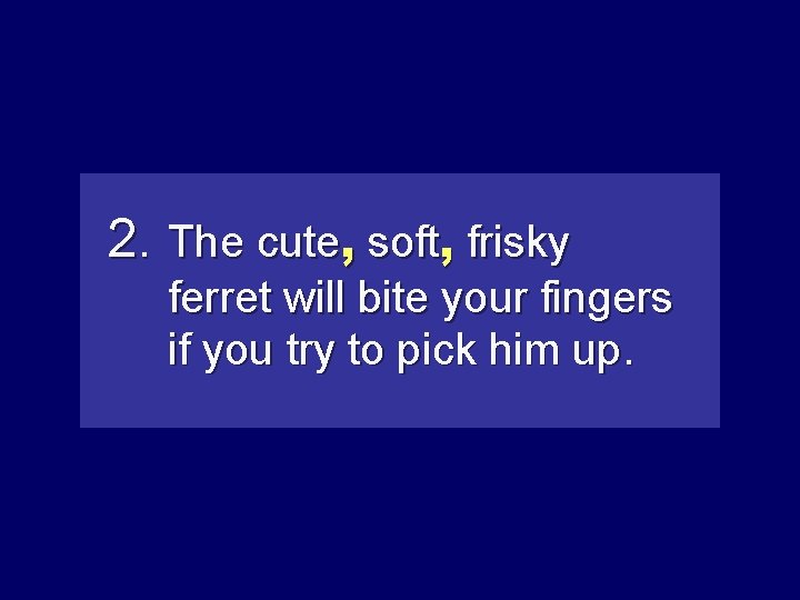 2. The cute, softfrisky , friskyferret will bite willyour bitefingers your fingers if you