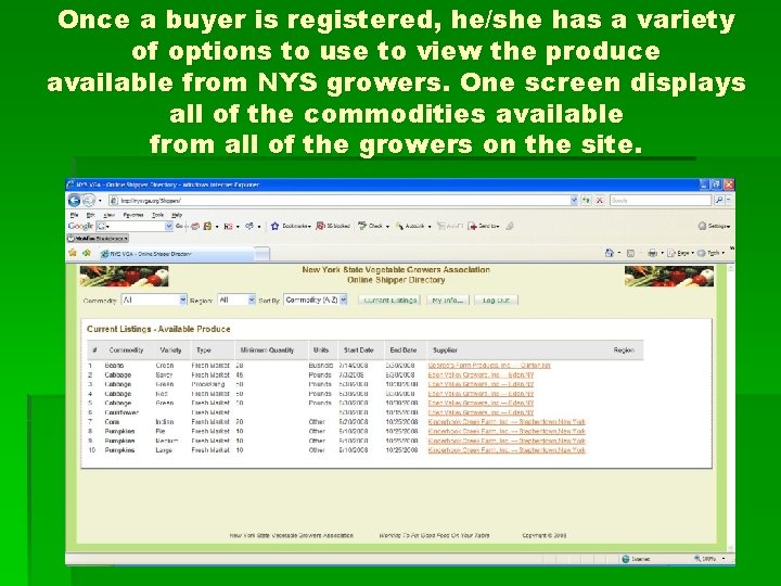 Once a buyer is registered, he/she has a variety of options to use to