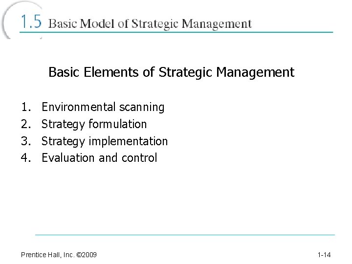 Basic Elements of Strategic Management 1. 2. 3. 4. Environmental scanning Strategy formulation Strategy