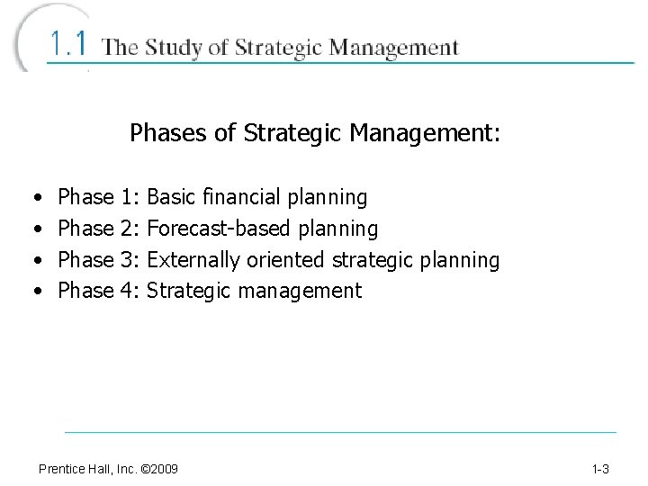 Phases of Strategic Management: • • Phase 1: 2: 3: 4: Basic financial planning