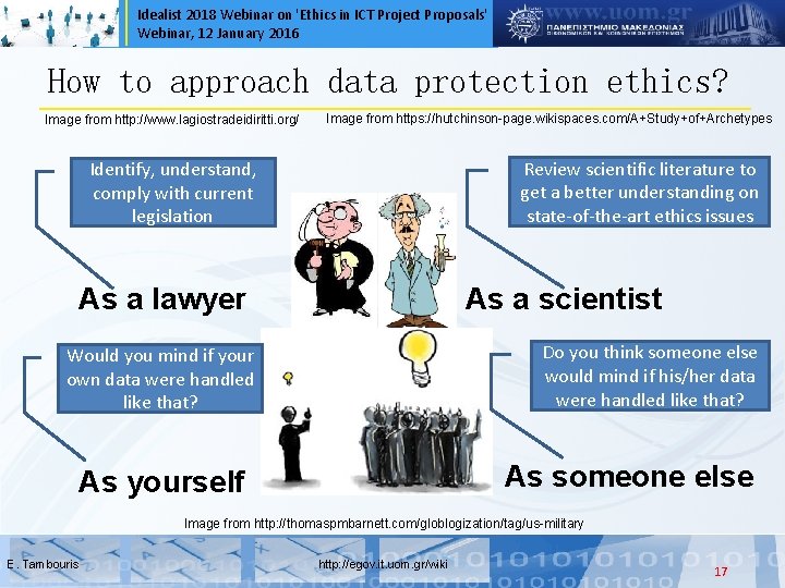 Idealist 2018 Webinar on 'Ethics in ICT Project Proposals' Webinar, 12 January 2016 How