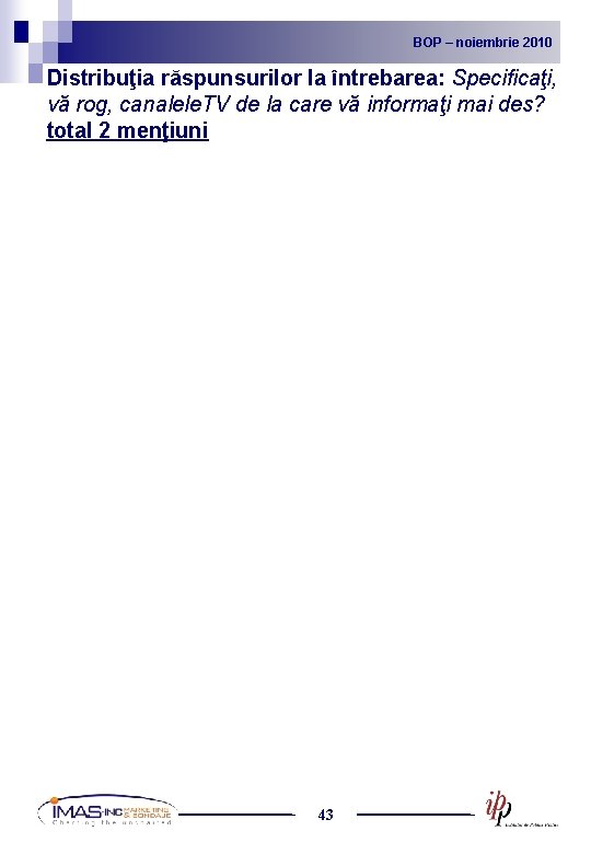 BOP noiembrie 2010 2009 BOP – –noiembrie Distribuţia răspunsurilor la întrebarea: Specificaţi, vă rog,