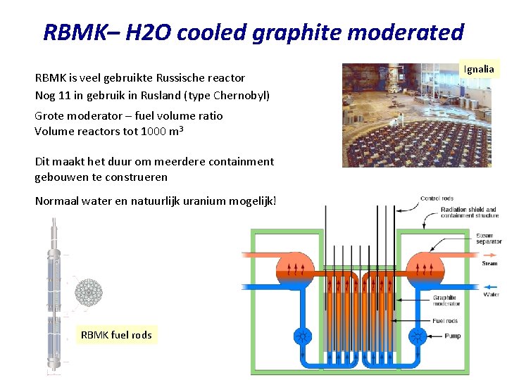 RBMK– H 2 O cooled graphite moderated RBMK is veel gebruikte Russische reactor Nog