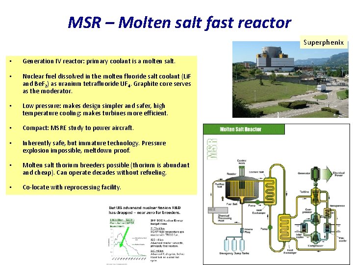 MSR – Molten salt fast reactor Superphenix • Generation IV reactor: primary coolant is