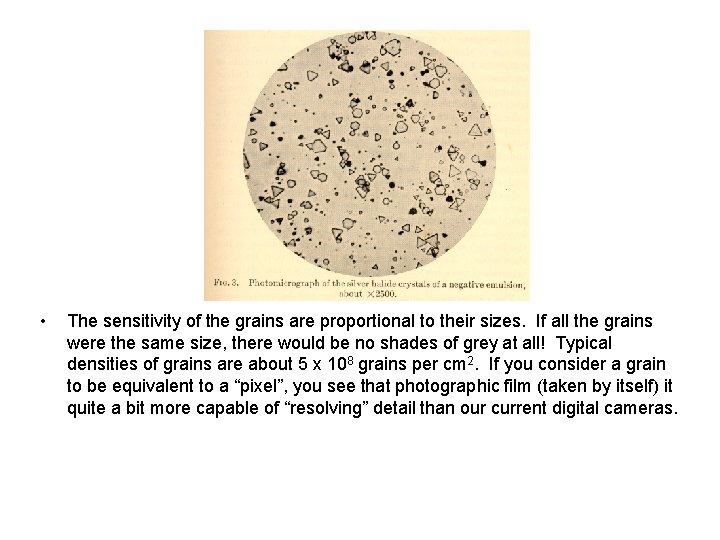  • The sensitivity of the grains are proportional to their sizes. If all