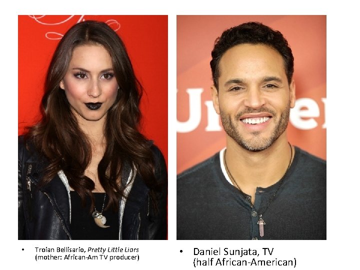  • Troian Bellisario, Pretty Little Liars (mother: African-Am TV producer) • Daniel Sunjata,