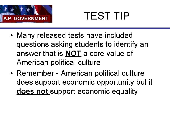 TEST TIP • Many released tests have included questions asking students to identify an