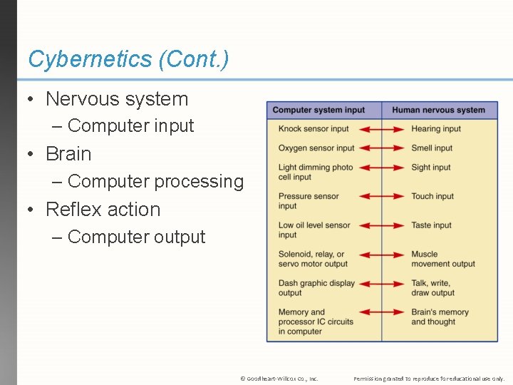 Cybernetics (Cont. ) • Nervous system – Computer input • Brain – Computer processing