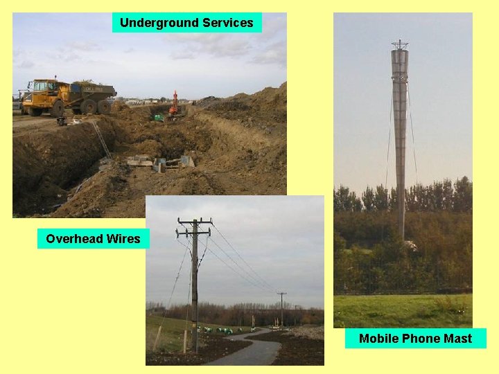 Underground Services Overhead Wires Mobile Phone Mast 