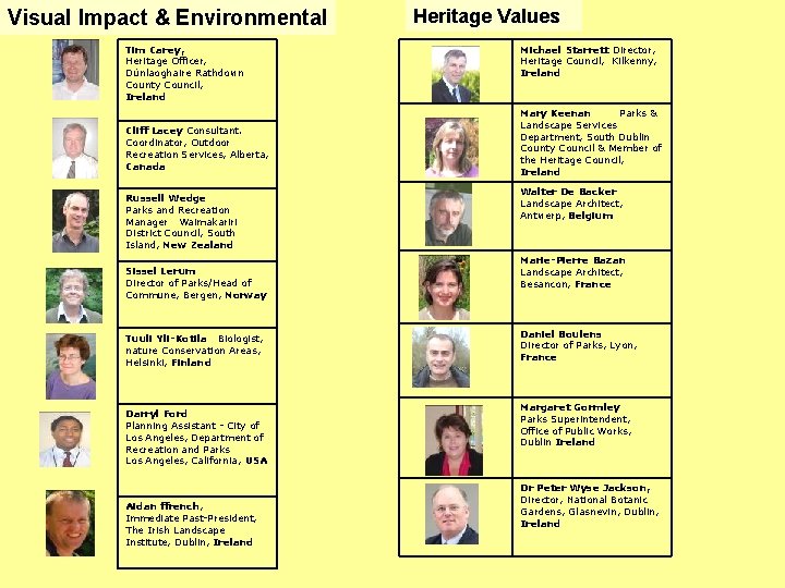 Visual Impact & Environmental Tim Carey, Heritage Officer, Dúnlaoghaire Rathdown County Council, Ireland Cliff