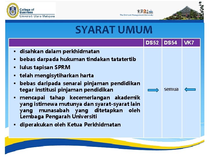 SYARAT UMUM DS 52 DS 54 § § § disahkan dalam perkhidmatan bebas darpada