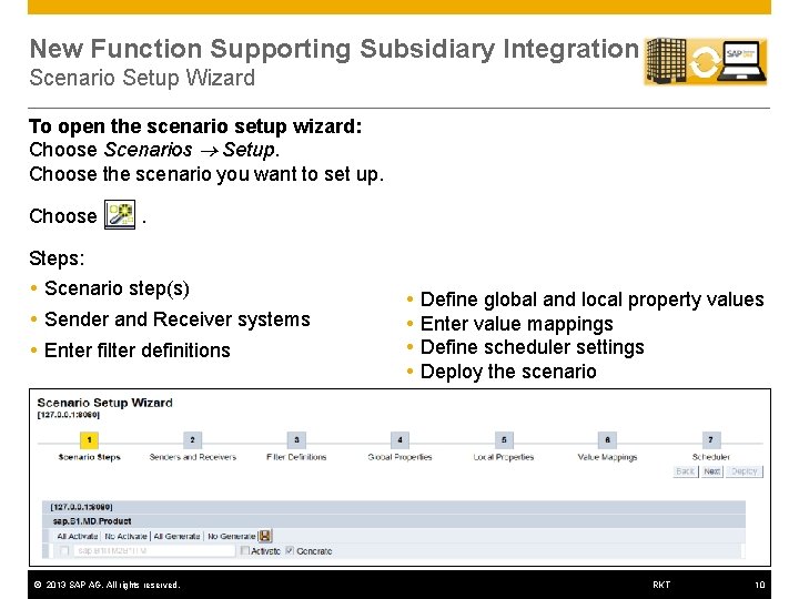 New Function Supporting Subsidiary Integration Scenario Setup Wizard To open the scenario setup wizard: