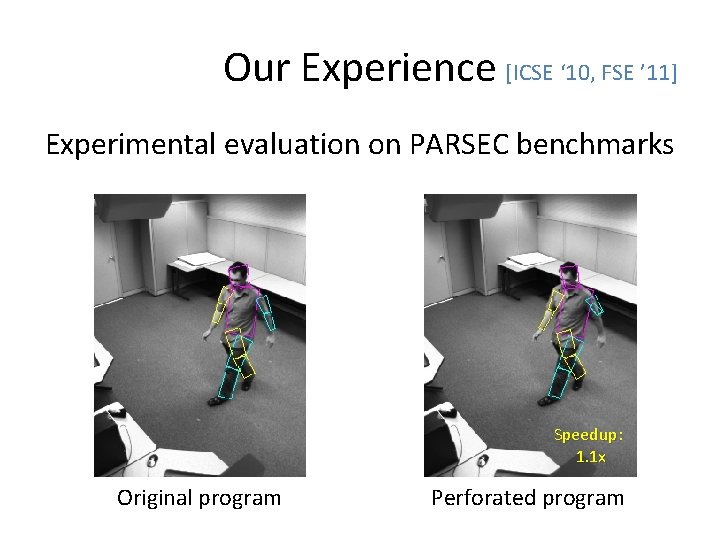 Our Experience [ICSE ‘ 10, FSE ’ 11] Experimental evaluation on PARSEC benchmarks Speedup: