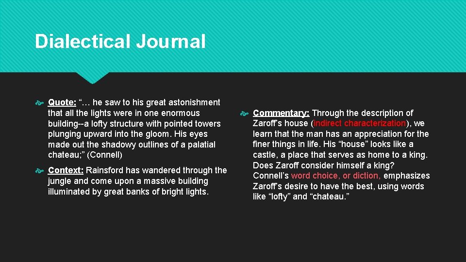 Dialectical Journal Quote: “… he saw to his great astonishment that all the lights