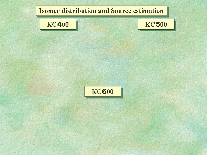 Isomer distribution and Source estimation KC４ 00 KC５ 00 KC６ 00 