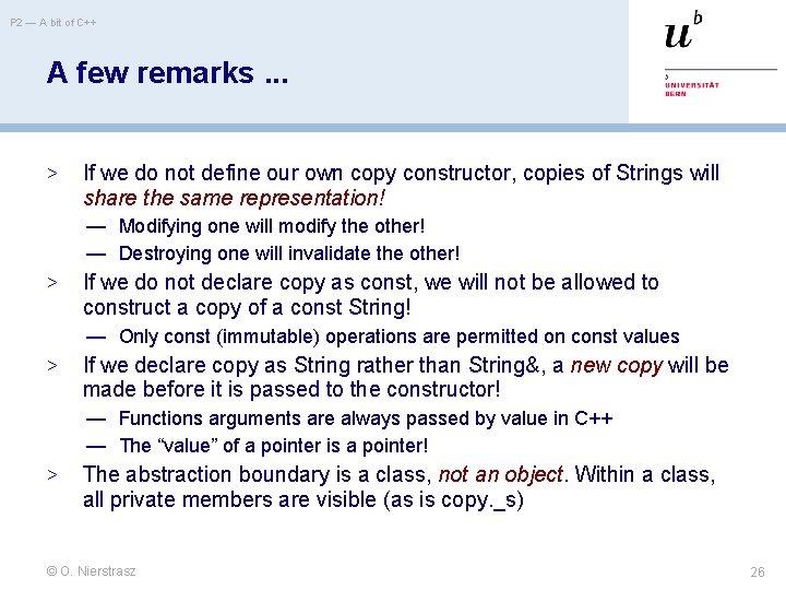 P 2 — A bit of C++ A few remarks. . . > If