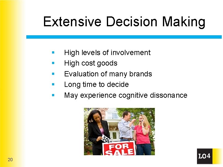 Extensive Decision Making § § § 20 High levels of involvement High cost goods