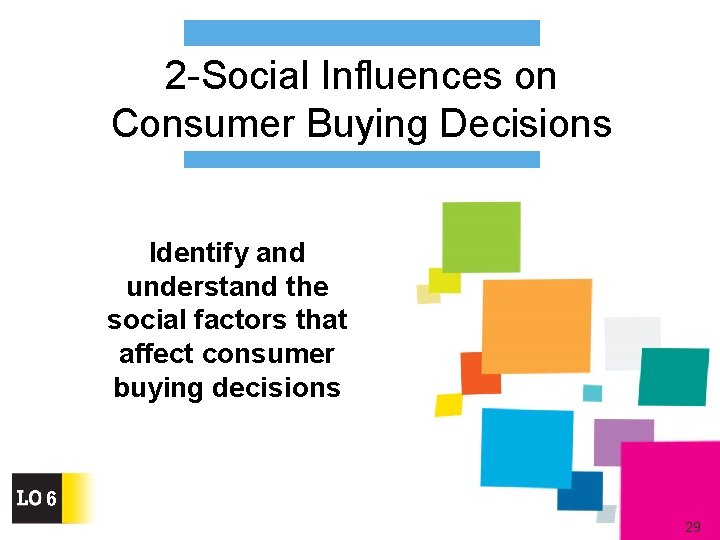 2 -Social Influences on Consumer Buying Decisions Identify and understand the social factors that