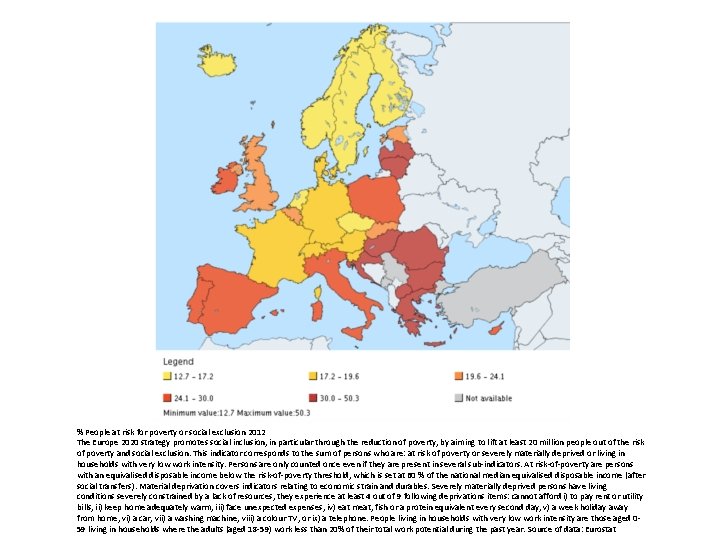 % People at risk for poverty or social exclusion 2012 The Europe 2020 strategy