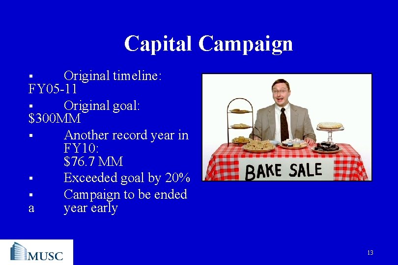Capital Campaign Original timeline: FY 05 -11 § Original goal: $300 MM § Another