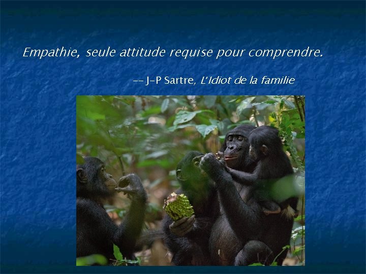 Empathie, seule attitude requise pour comprendre. -- J-P Sartre, L’Idiot de la familie 