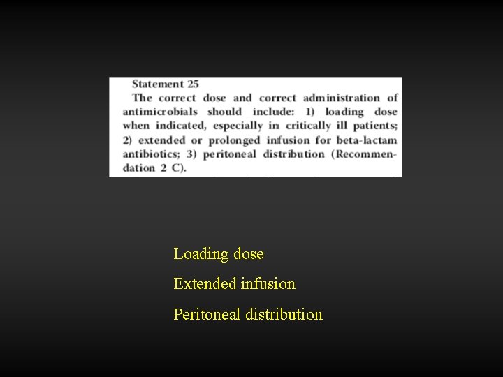 Loading dose Extended infusion Peritoneal distribution 