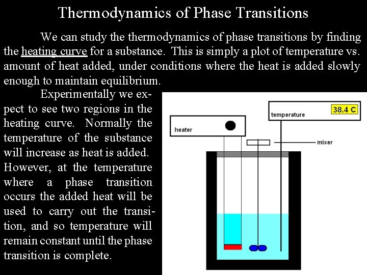 Thermodynamics of Phase Transitions We can study thermodynamics of phase transitions by finding the