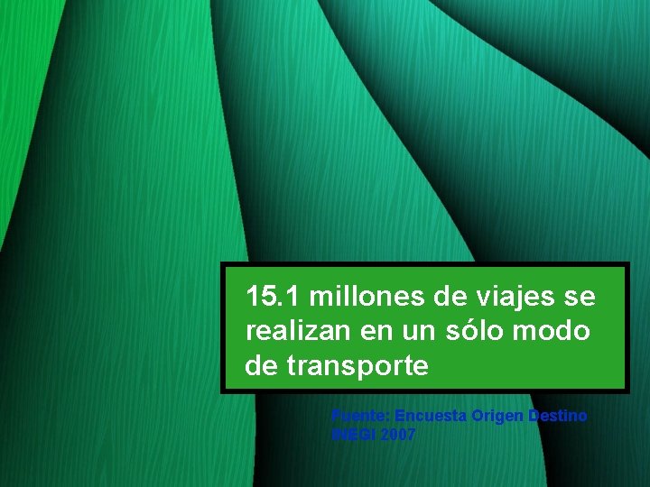 15. 1 millones de viajes se realizan en un sólo modo de transporte Fuente: