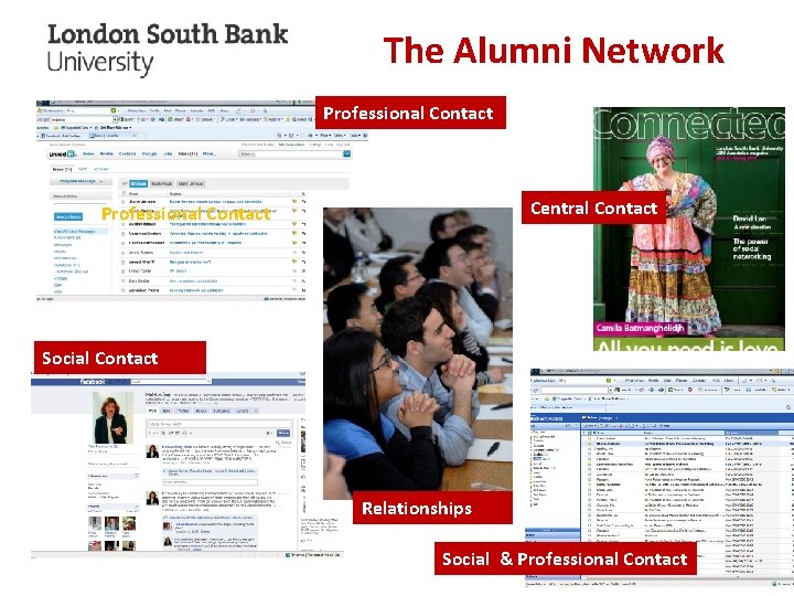 The Alumni Network Professional Contact Central Contact Professional Contact Social Contact Relationships Social &