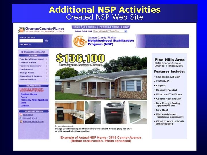 Additional NSP Activities Created NSP Web Site 