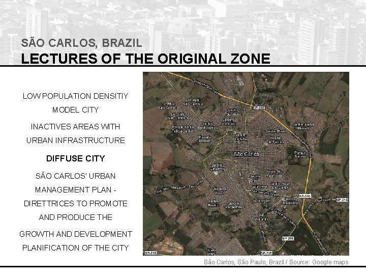 SÃO CARLOS, BRAZIL LECTURES OF THE ORIGINAL ZONE LOW POPULATION DENSITIY MODEL CITY INACTIVES