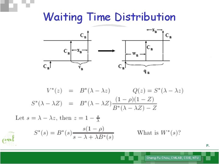 Waiting Time Distribution P. Cheng-Fu Chou, CMLAB, CSIE, NTU 