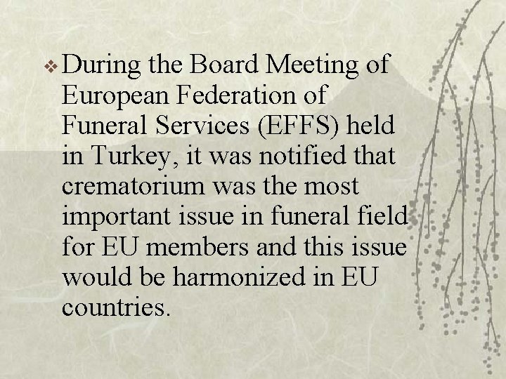 v During the Board Meeting of European Federation of Funeral Services (EFFS) held in