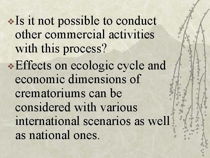 v Is it not possible to conduct other commercial activities with this process? v