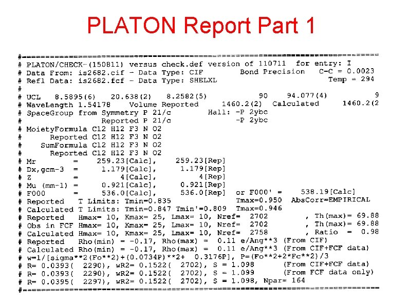 PLATON Report Part 1 