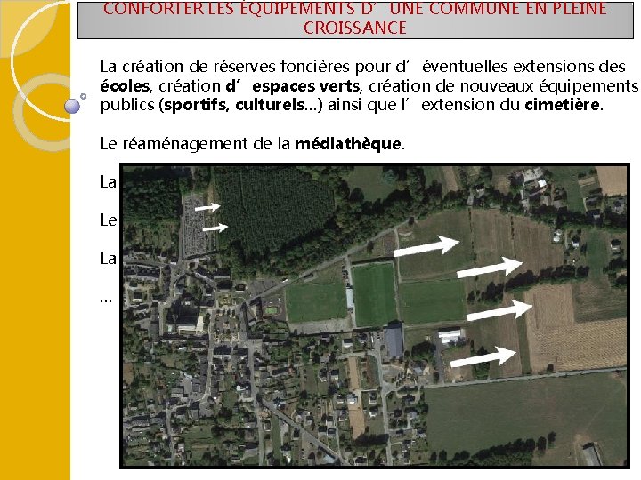 CONFORTER LES ÉQUIPEMENTS D’UNE COMMUNE EN PLEINE CROISSANCE La création de réserves foncières pour