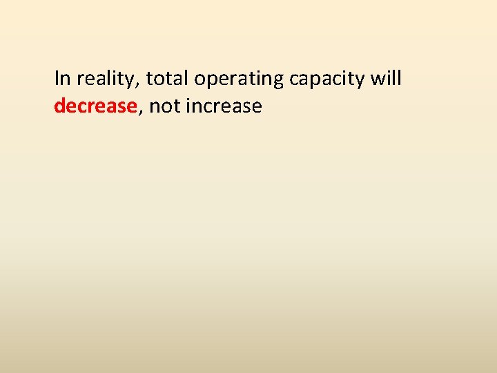 In reality, total operating capacity will decrease, not increase 