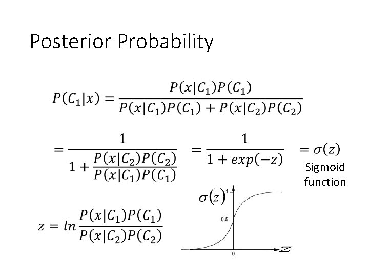 Posterior Probability Sigmoid function 