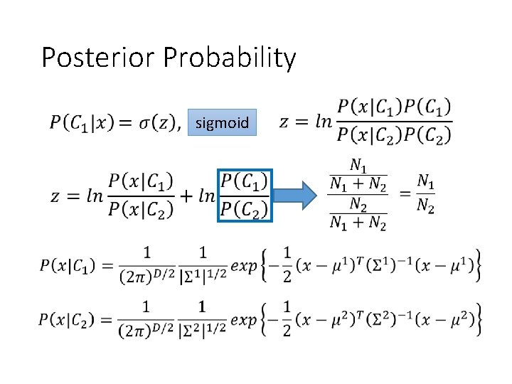 Posterior Probability sigmoid 
