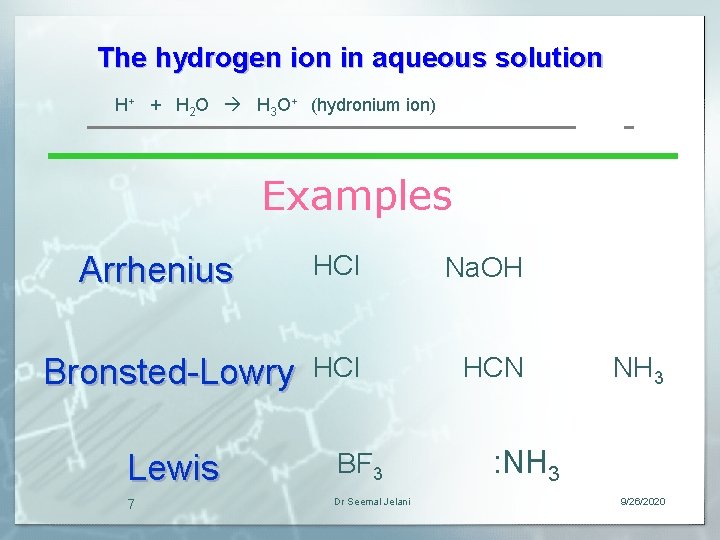 The hydrogen ion in aqueous solution H+ + H 2 O H 3 O+