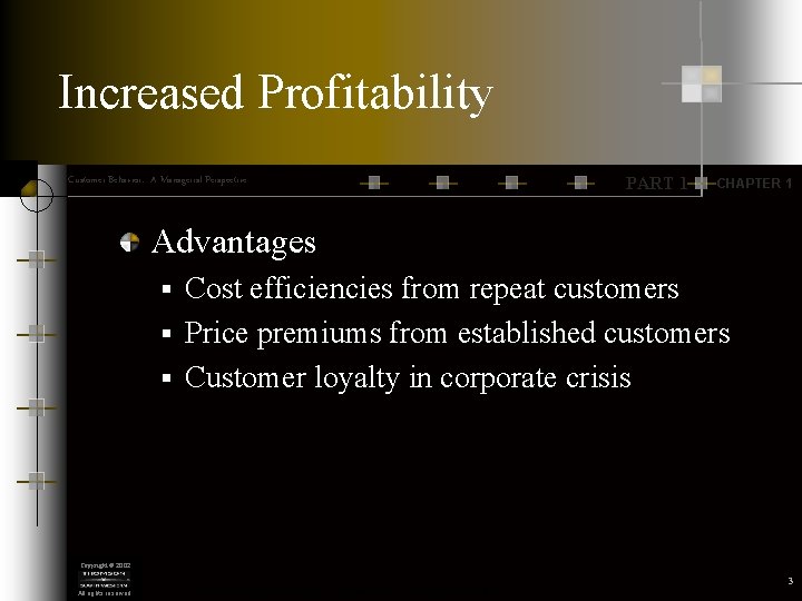Increased Profitability Customer Behavior: A Managerial Perspective PART 1 CHAPTER 1 Advantages Cost efficiencies