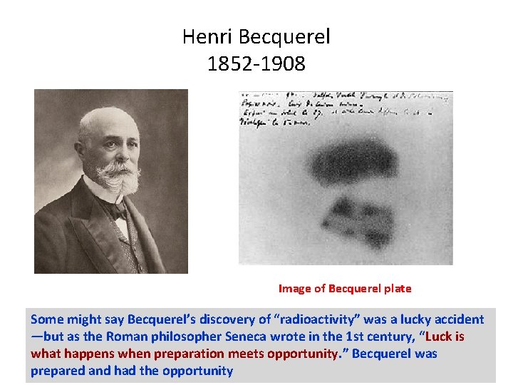 Henri Becquerel 1852 -1908 Image of Becquerel plate Some might say Becquerel’s discovery of
